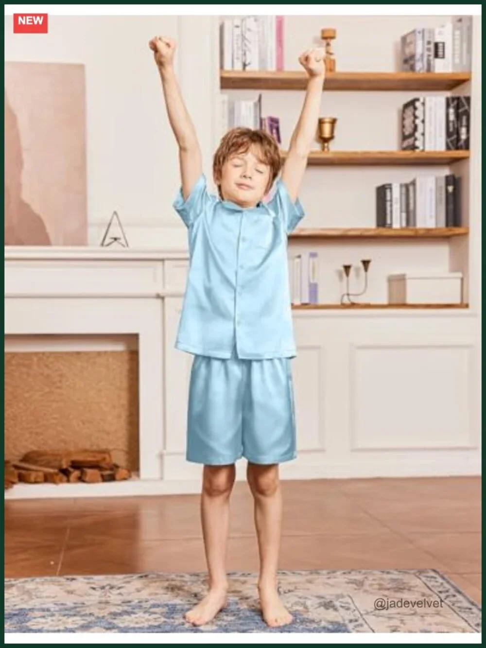 Kids Silk Pajama Set Short Sleeve Button Down Satin Pjs 2 Piece